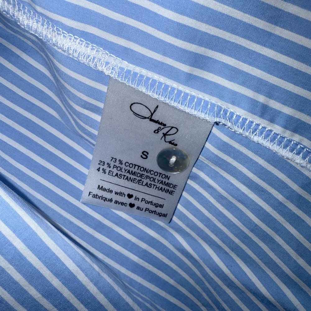 Striped Blouse Top with White Collar hi low, size S - Picture 5 of 6